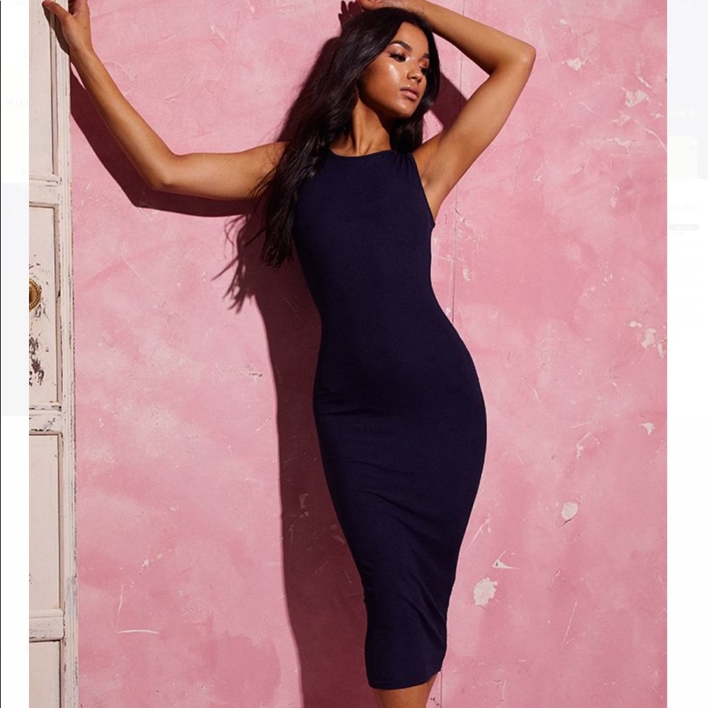 BLUE MIDI BODYCON DRESS